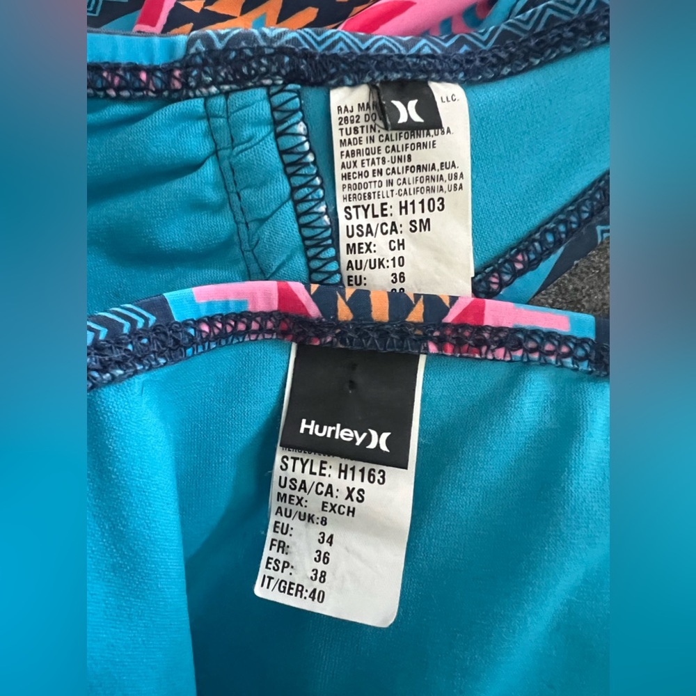 Hurley Bandeau Bikini Logo Aztec Pattern Size Small - Picture 7 of 7